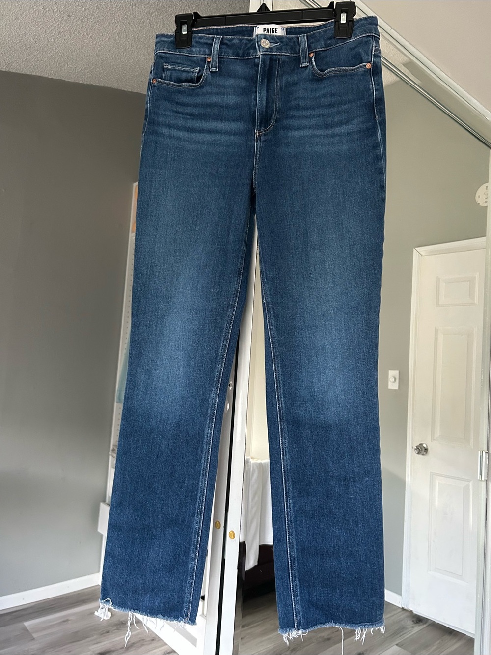 PAIGE Cindy Jeans Medium Dark Wash Raw Hem